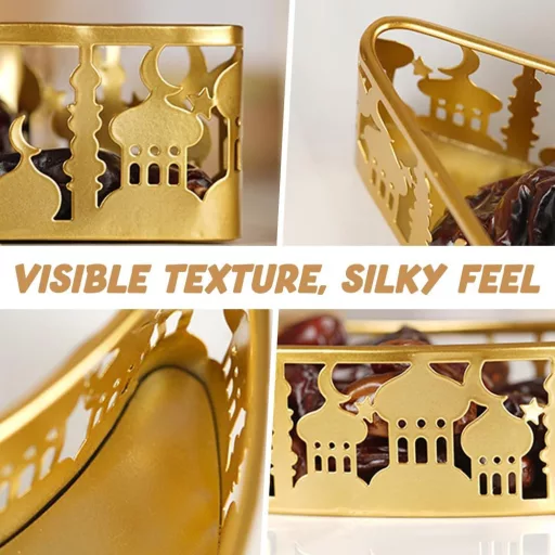 NAVESO Eid Mubarak Hold Csillag Tálca, Ramadan Arany Fém Tányér Szett, Iszlám Ünnepi Asztal Dekoráció