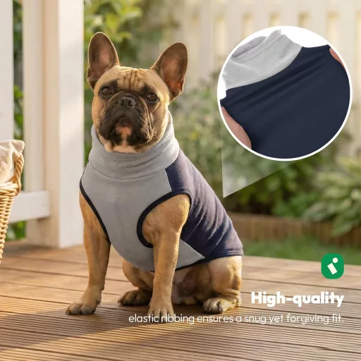 KONVINIT Fleece Kutyapulóver Közepes és Nagy Kutyáknak M-5XL Ujjatlan Állógalléros - M, Brustumfang: 42cm, blue