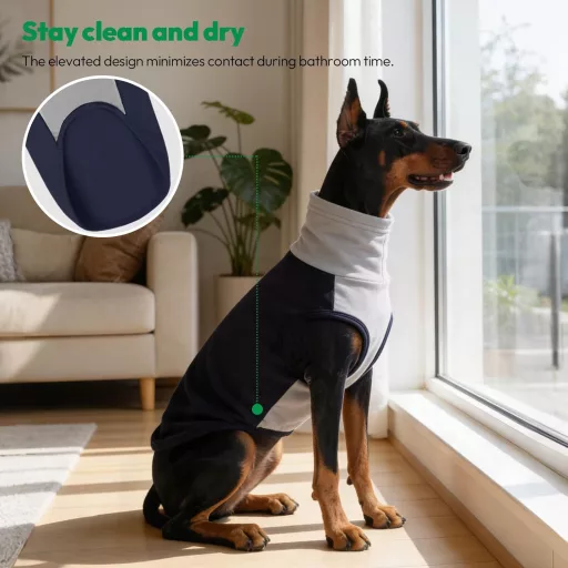 KONVINIT Fleece Kutyapulóver Közepes és Nagy Kutyáknak M-5XL Ujjatlan Állógalléros - M, Brustumfang: 42cm, blue