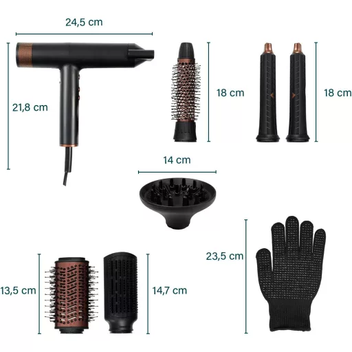 Princess Airstyler Pro 7az1-ben Hajstyler 2000W Ionos Technológia Utazótáskával