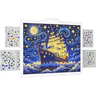   Lifewit 1500 darabos forgó puzzle tábla 4 fiókkal és védőborítással, hordozható puzzle tálca