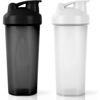   AOGOE Protein Shaker 600ml Čierno-biely, BPA-free s guľôčkou na proteínové nápoje, odmerkou, shaker pohár do posilňovne.