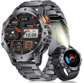   Ceas Smartwatch Militar LIGE 1.43" AMOLED Baterie 500mAh Peste 110 Moduri Sport Monitorizare Ritm Cardiac IP68