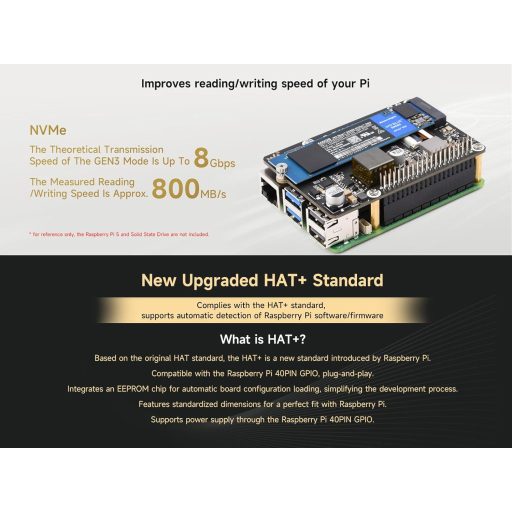 Waveshare POE M.2 HAT+ Raspberry Pi 5 NVMe SSD adapter PCIe Gen2/3