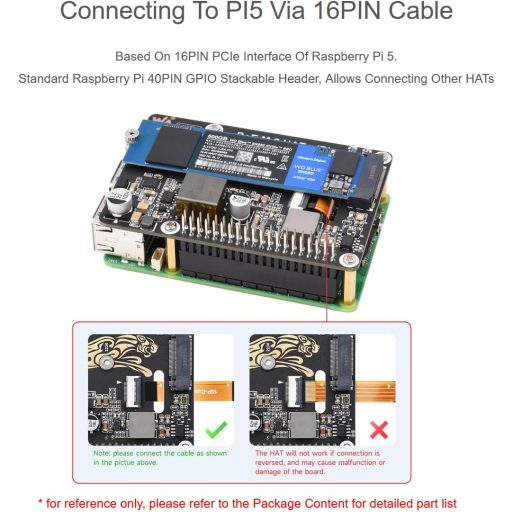 Waveshare POE M.2 HAT+ Raspberry Pi 5 NVMe SSD adapter PCIe Gen2/3