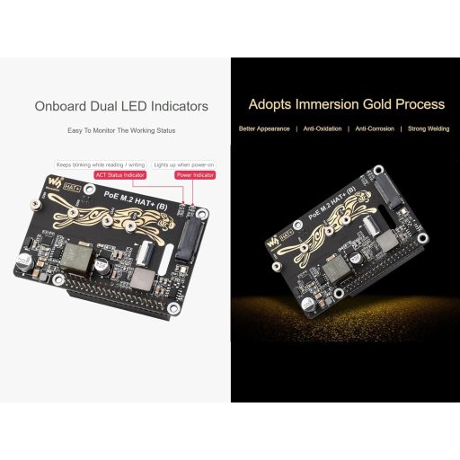 Waveshare POE M.2 HAT+ Raspberry Pi 5 NVMe SSD adapter PCIe Gen2/3