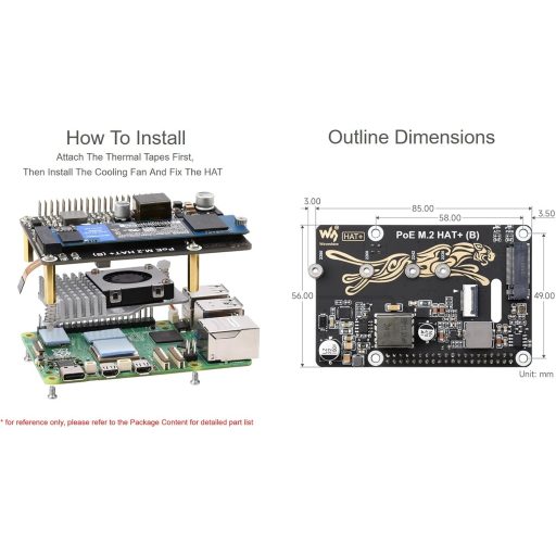 Waveshare POE M.2 HAT+ Raspberry Pi 5 NVMe SSD adapter PCIe Gen2/3