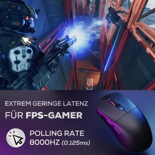 Mouse de gaming wireless RK ROYAL KLUDGE M3, senzor PAW3950 de 30K DPI, ultralejer 47g, polling 8K, conexiune tri-mode, 5 butoane programabile