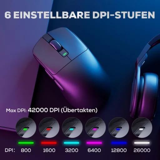 Mouse de gaming wireless RK ROYAL KLUDGE M3, senzor PAW3950 de 30K DPI, ultralejer 47g, polling 8K, conexiune tri-mode, 5 butoane programabile