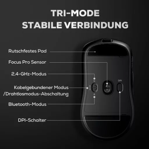 Mouse de gaming wireless RK ROYAL KLUDGE M3, senzor PAW3950 de 30K DPI, ultralejer 47g, polling 8K, conexiune tri-mode, 5 butoane programabile