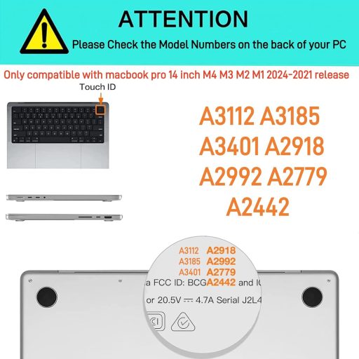 BYCeKe MacBook Pro 14" maska za modele 2021-2024 M4-M1 A3112 A3185 A3401 A2918 A2992 A2779 A2442 - zaštitna maska od umjetne kože s uzorkom kariranog dezena za tipkovnicu