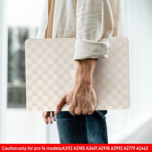 BYCeKe MacBook Pro 14" Tok 2021-2024 M4-M1 Modellekhez A3112 A3185 A3401 A2918 A2992 A2779 A2442 - Kockás Mintás Műbőr Védőtok Billentyűzet