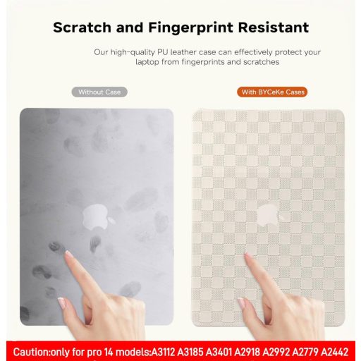 BYCeKe MacBook Pro 14" Tok 2021-2024 M4-M1 Modellekhez A3112 A3185 A3401 A2918 A2992 A2779 A2442 - Kockás Mintás Műbőr Védőtok Billentyűzet
