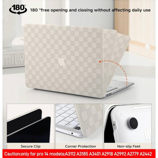 BYCeKe MacBook Pro 14" Tok 2021-2024 M4-M1 Modellekhez A3112 A3185 A3401 A2918 A2992 A2779 A2442 - Kockás Mintás Műbőr Védőtok Billentyűzet