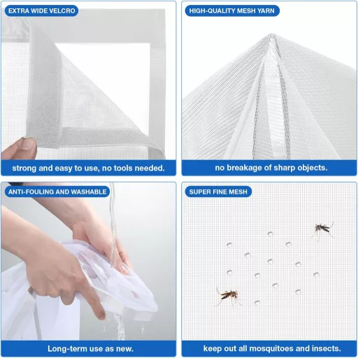 Plasă magnetică anti-țânțari pentru ușă 150x240cm Albă, fără dungi