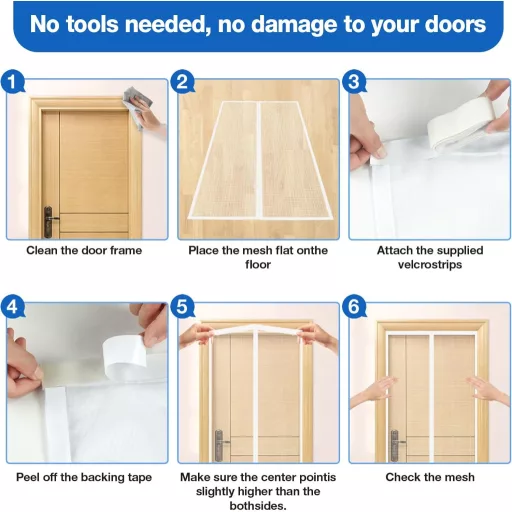 Plasă magnetică anti-țânțari pentru ușă 150x240cm Albă, fără dungi