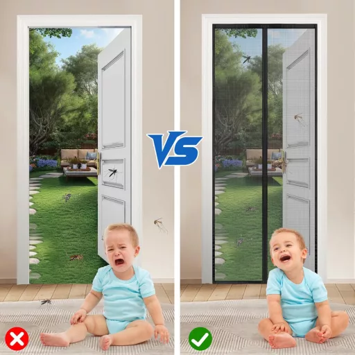 Wzlxcxxy Plasă magnetică anti-țânțari pentru ușa de balcon 140x220cm Negru