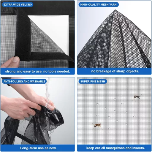 Wzlxcxxy Plasă magnetică anti-țânțari pentru ușa de balcon 140x220cm Negru