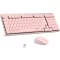 LeadsaiL FA98 Wireless Billentyűzet és Egér Szett, QWERTZ Layout, Kompakt 98 Gombos, Piros Switch, 1600 DPI, Rózsaszín
