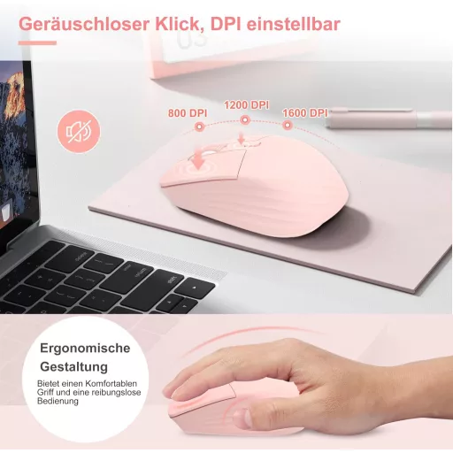 LeadsaiL FA98 Wireless Billentyűzet és Egér Szett, QWERTZ Layout, Kompakt 98 Gombos, Piros Switch, 1600 DPI, Rózsaszín