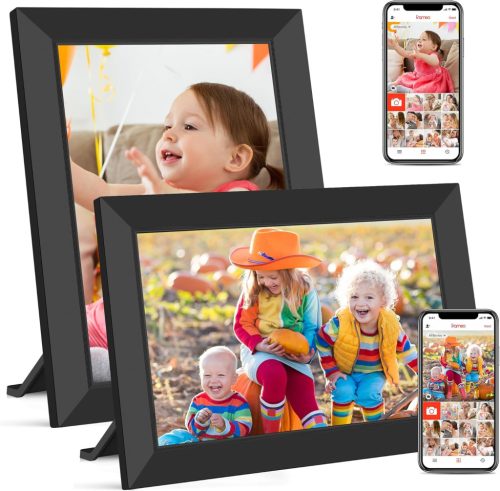 WONNIE Digitális WiFi Képkeret 10.1" HD IPS Érintőképernyővel - 32GB Memória, Frameo App, Fotó és Videó Megosztás, Automatikus Elforgatás