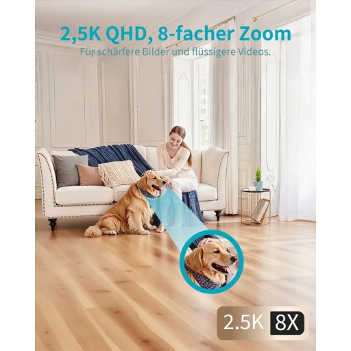 VIM TAG 2.5K WiFi Biztonsági Kamera 360° Nyomkövetéssel, Éjjellátó, Kétirányú Hang és Mozgásérzékelés