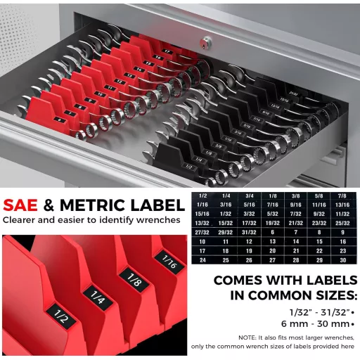 Pinoze Magnetický organizér na kľúče, 42-dielny, s metrickým a SAE označením