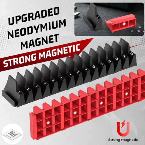 Pinoze Magnetický organizér na kľúče, 42-dielny, s metrickým a SAE označením