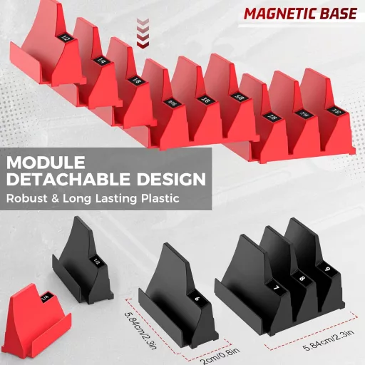Pinoze Magnetický organizér na kľúče, 42-dielny, s metrickým a SAE označením