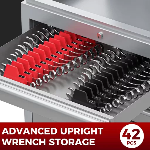 Pinoze Magnetický organizér na kľúče, 42-dielny, s metrickým a SAE označením