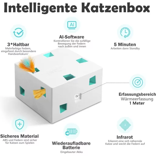Migipaws 3 az 1-ben interaktív macskajáték 12 lyukkal, töltölthető