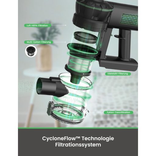 Vexilar V9PRO Vezeték Nélküli Porszívó 40000Pa Szívóerővel, Kefe Nélküli Motor, 50 Perc Üzemidő