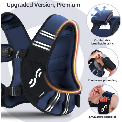 Sportneer súlyozott edzőmellény reflektív sávokkal 3,6-11 kg állítható