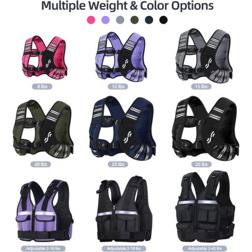 Sportneer súlyozott edzőmellény reflektív sávokkal 3,6-11 kg állítható