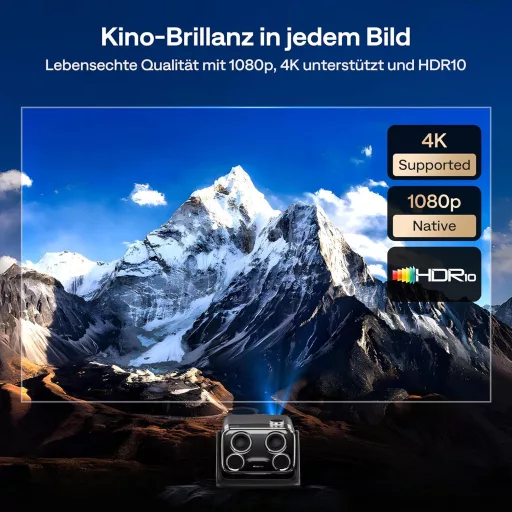 Aurzen Boom Mini Proiector Inteligent 4 în 1 cu Google TV, 500 ANSI Lumeni, Suport 4K, Sunet DoIby 20W, WiFi/Bluetooth, Focalizare Automată