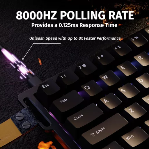 ATTACK SHARK X68 HE Vezetékes RGB Gamer Billentyűzet, 8000Hz Gyors Kapcsolás, 0.01mm Pontosság, Mágneses Kapcsolók, Állítható Aktiválás, PC/
