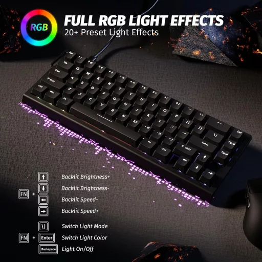 ATTACK SHARK X68 HE Vezetékes RGB Gamer Billentyűzet, 8000Hz Gyors Kapcsolás, 0.01mm Pontosság, Mágneses Kapcsolók, Állítható Aktiválás, PC/