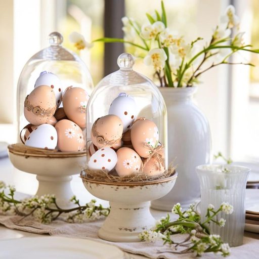 Alishomtll 24 db-os húsvéti tojás szett, 6 cm-es festhető műanyag tojások, barna-fehér dekoráció