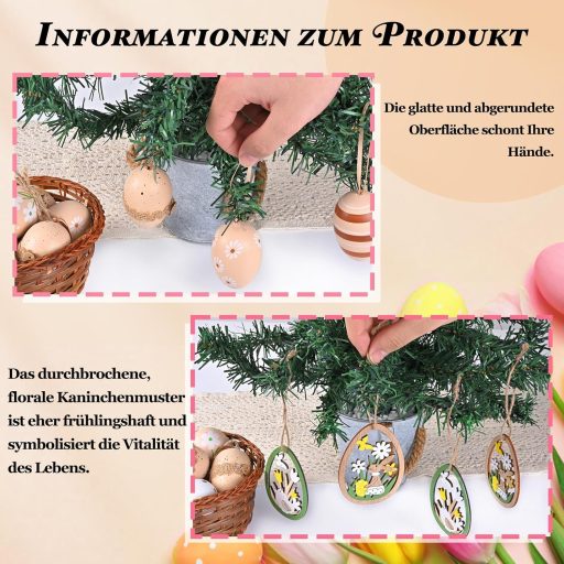 Alishomtll 24 db-os húsvéti tojás szett, 6 cm-es festhető műanyag tojások, barna-fehér dekoráció