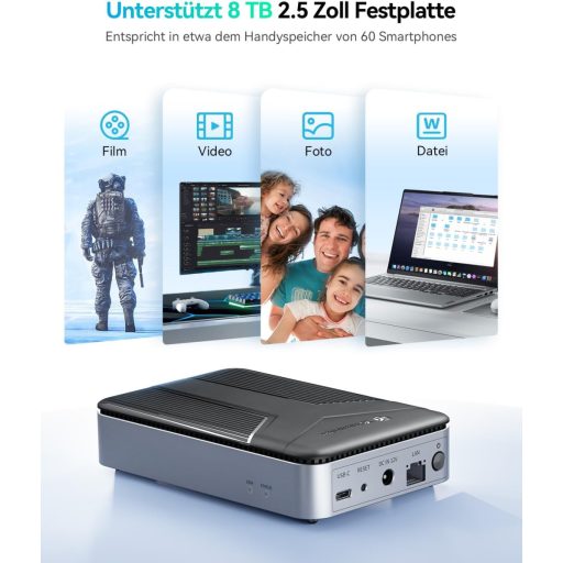 Yottamaster NAS szerver 2,5" SATA HDD/SSD tárolóhoz, hálózati felhő megoldás titkosítással