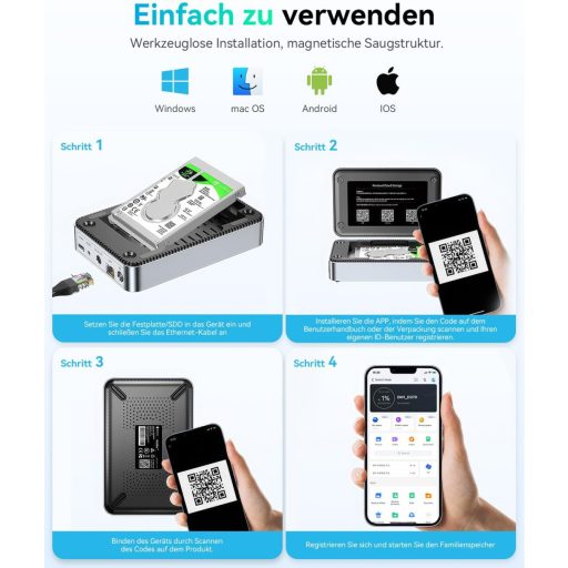 Yottamaster NAS szerver 2,5" SATA HDD/SSD tárolóhoz, hálózati felhő megoldás titkosítással