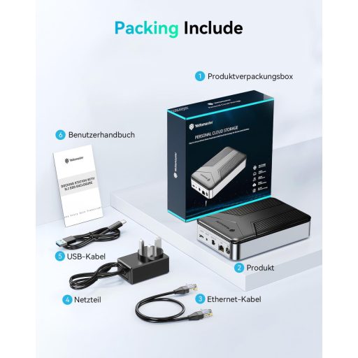 Yottamaster NAS szerver 2,5" SATA HDD/SSD tárolóhoz, hálózati felhő megoldás titkosítással