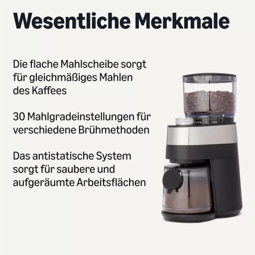 Amazon Basics Elektromos Kávédaráló 30 Fokozattal Espresso és Filteres Kávéhoz Fekete
