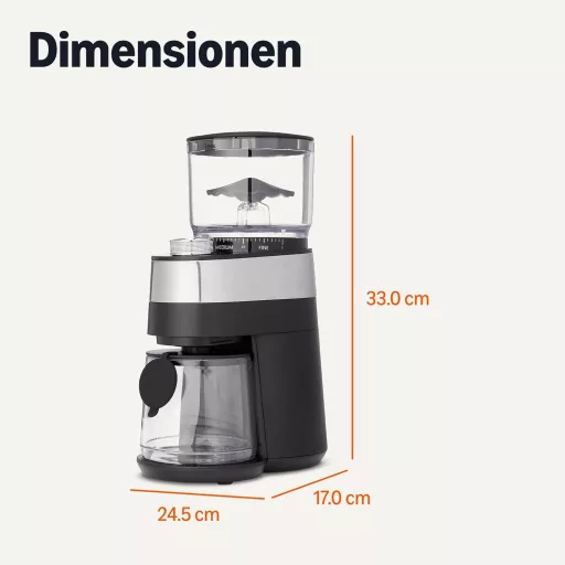 Elektrický mlynček na kávu Amazon Basics s 30 stupňami mletia na espresso a filtrovanú kávu, čierny