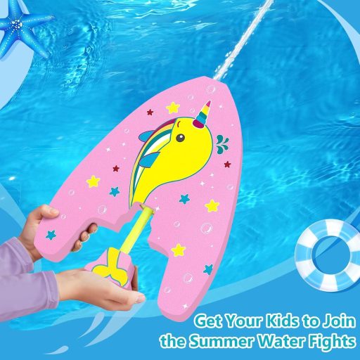 Detská plavecká doska HeySplash s motívom veľryby a vodnou striekačkou na tréning