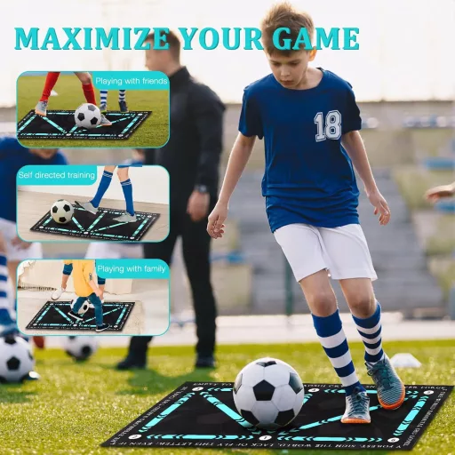 Mineup Futball Tréningszőnyeg 40x60cm - Csúszásgátló Labdakontroll Edzőszőnyeg Gyerekeknek, Kék Diatomit Anyagból, Lépéstechnika Fejlesztő