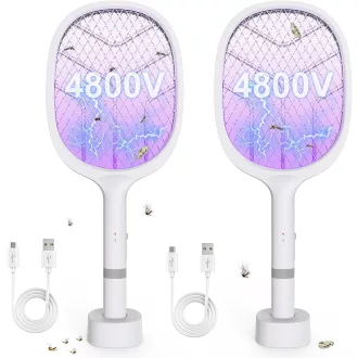   BeauFIvv elektromos légyfogó UV csapda 4800V USB töltős szúnyog és legyirtó 2db