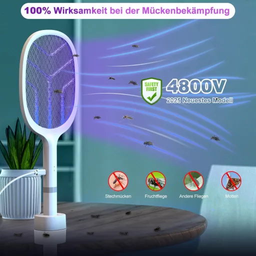 BeauFIvv elektromos légyfogó UV csapda 4800V USB töltős szúnyog és legyirtó 2db