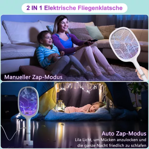 BeauFIvv elektromos légyfogó UV csapda 4800V USB töltős szúnyog és legyirtó 2db