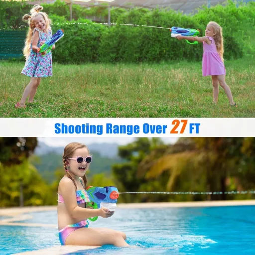 Pistol cu apă Ancesfun XXL, rază de acțiune 8m, capacitate 1000ml, set de 4 bucăți